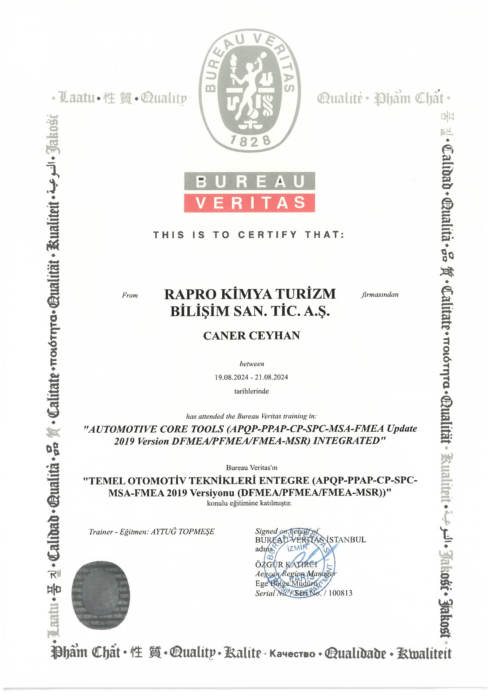 Otomotiv Temel Teknikleri Entegre (APQP-PPAP-CP-SPC-MSA-FMEA 2019) - Modül II