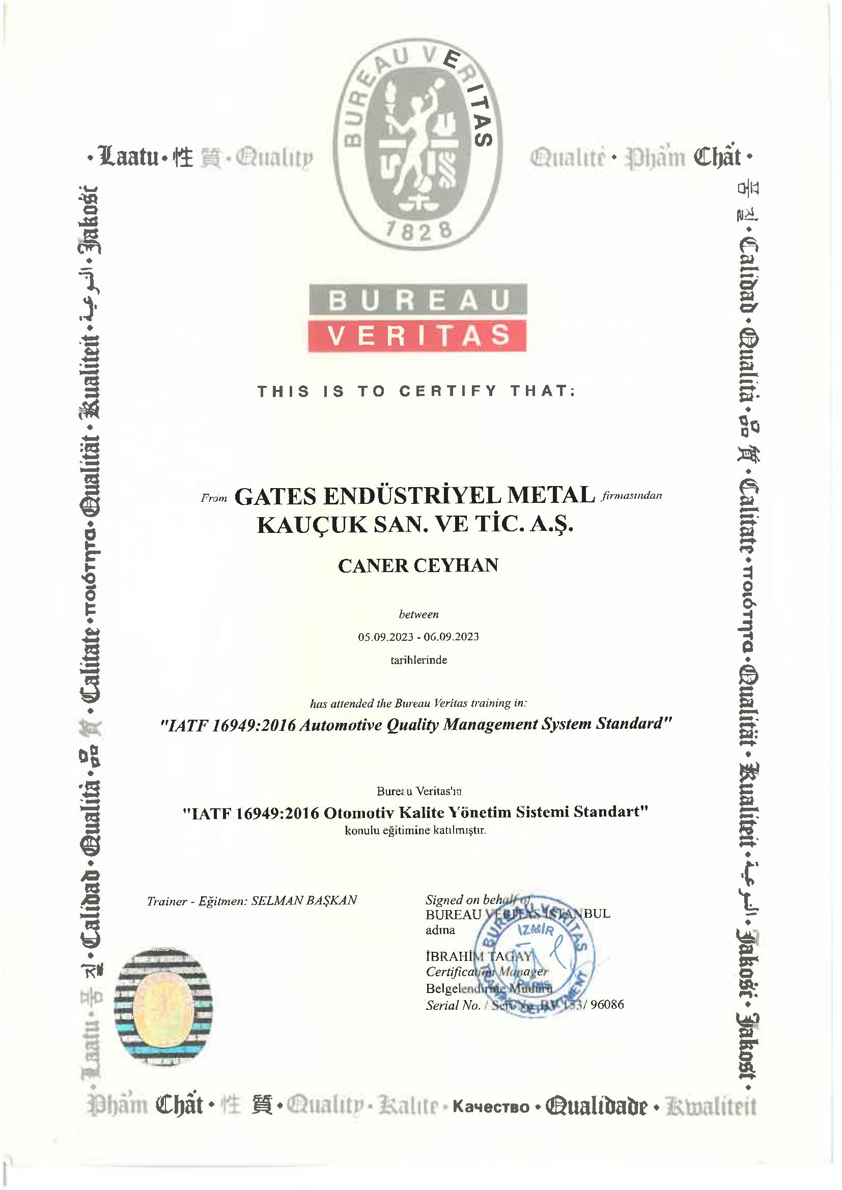 IATF 16949:2016 Otomotiv Kalite Yönetim Sistemi