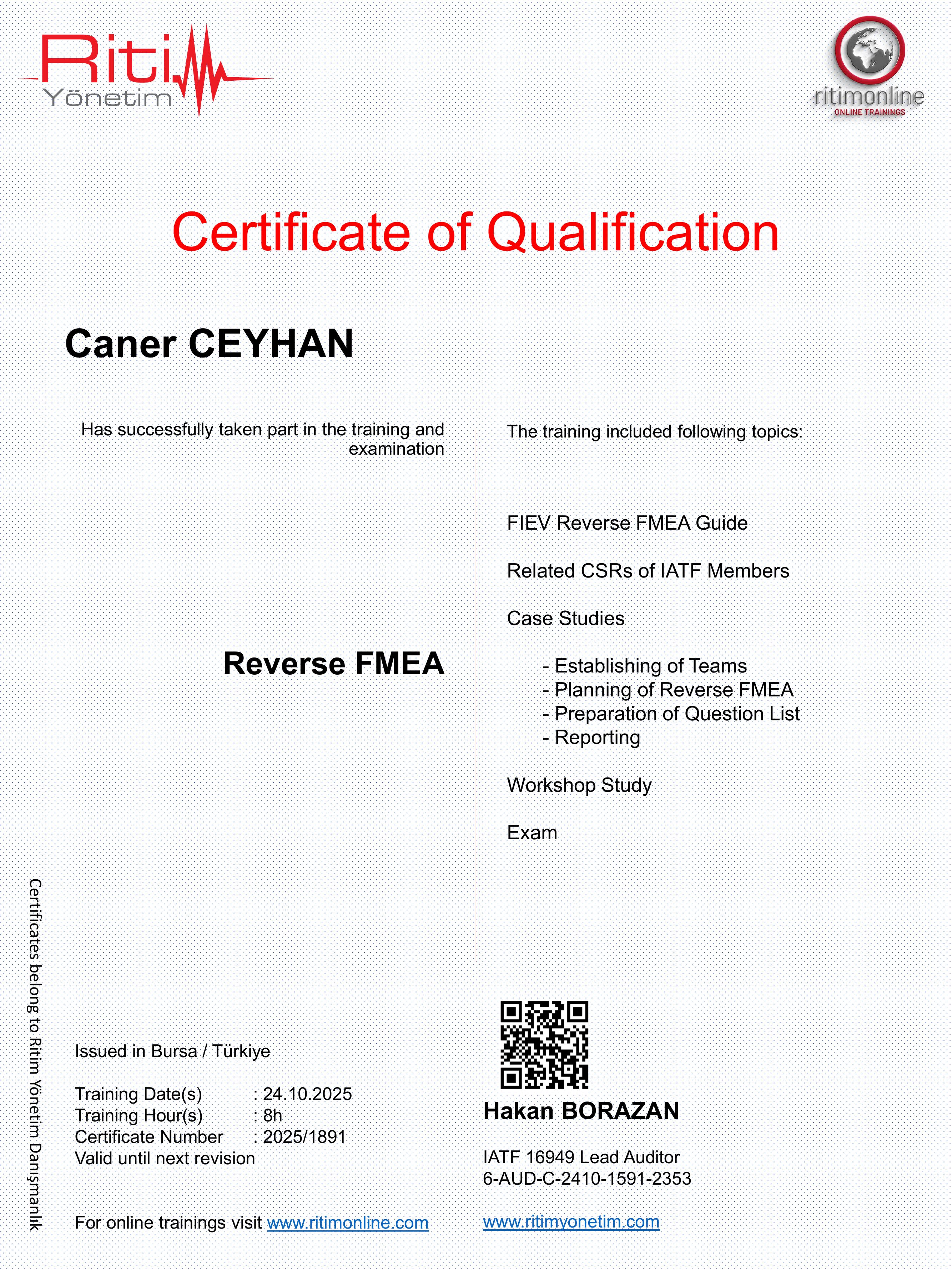 Reverse FMEA